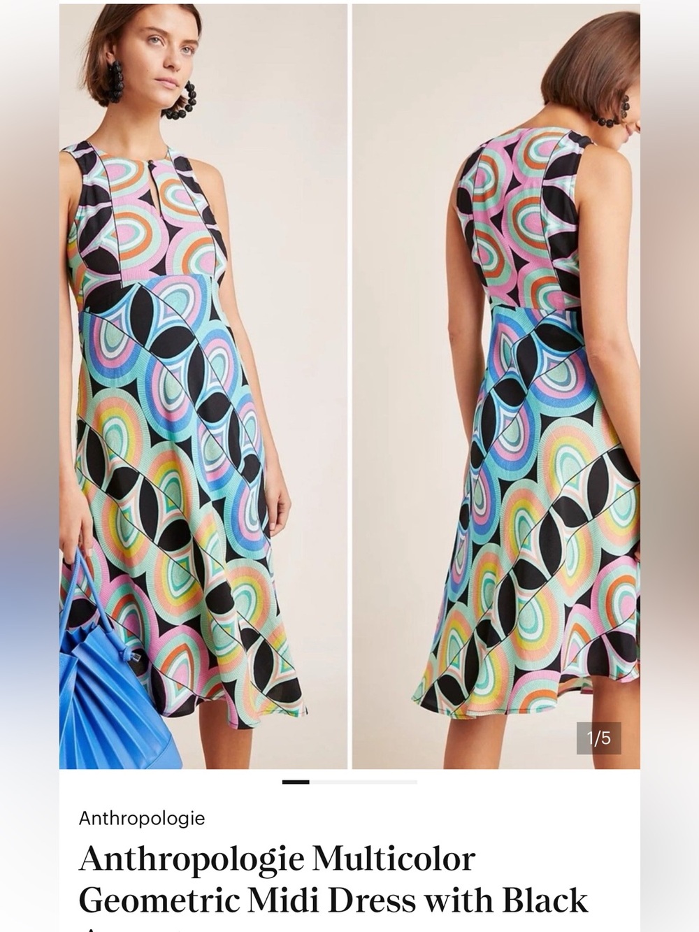 Anthropologie ‘Kenzie’ Multicolor Geometric Midi Dress